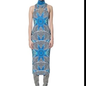 Mara Hoffman Blue and Black Geometric Midi Dress